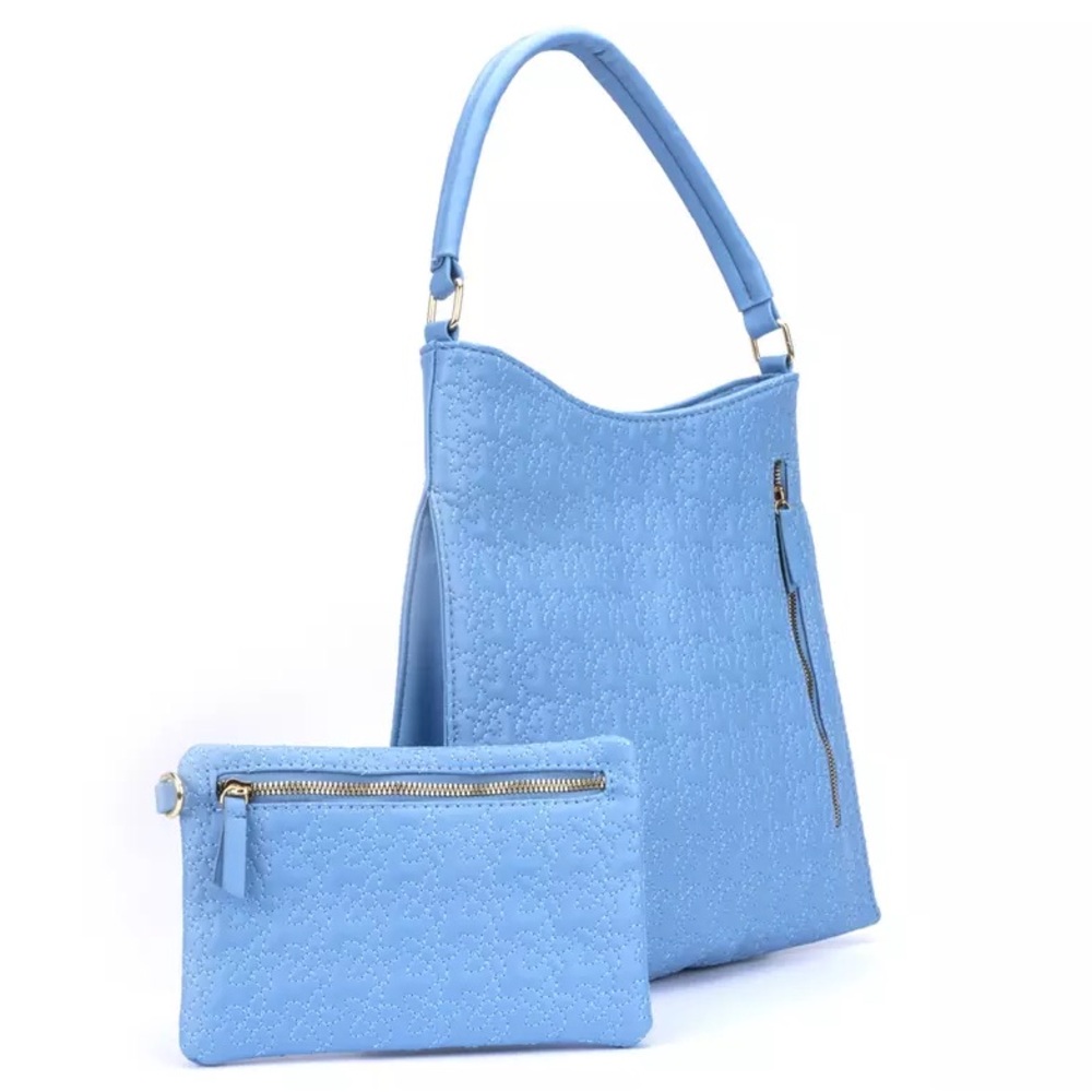 NWOT Olivia Miller August Blue Quilted Handbag Set